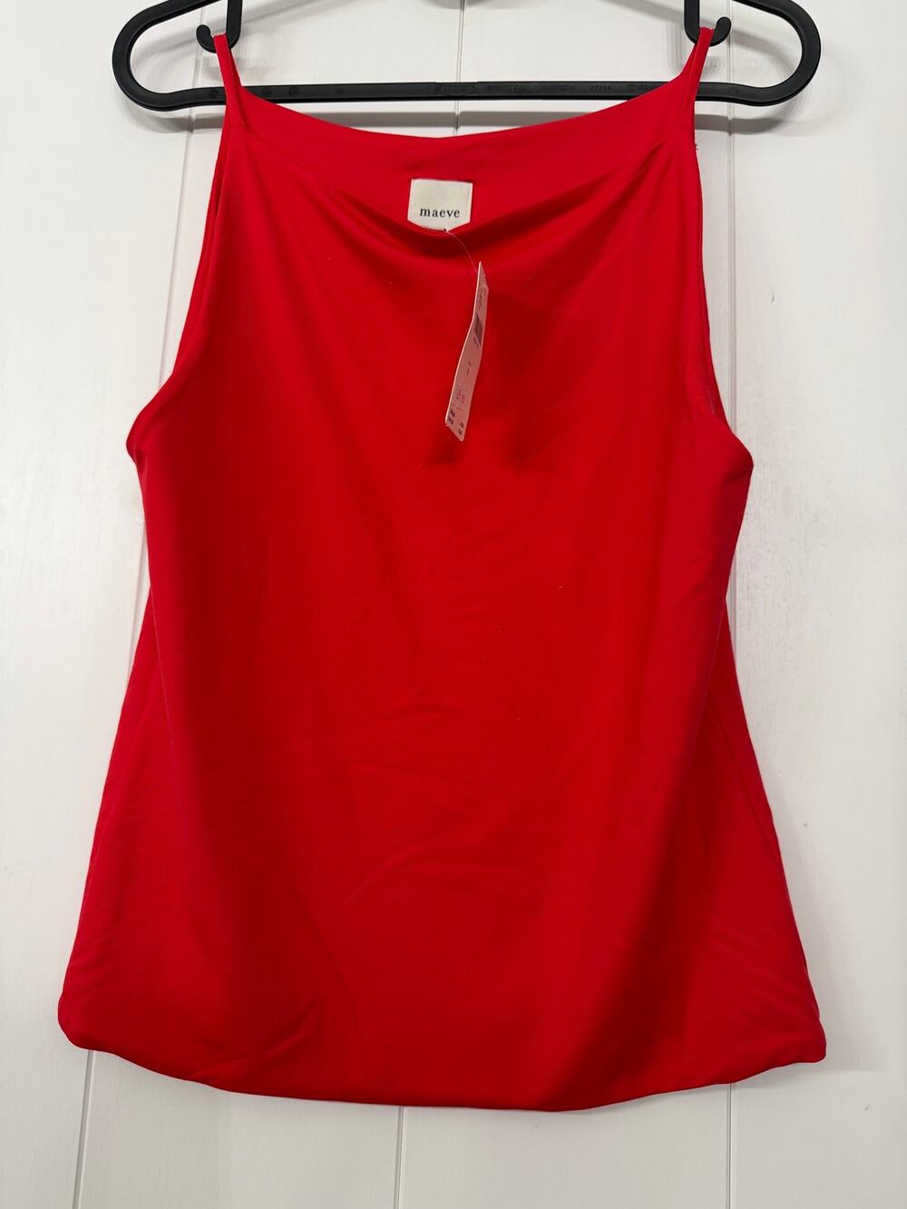 Maeve Anthropologie red spaghetti strap square neck tank blouse top NWT SMALL
